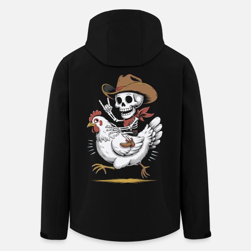 Cow-boy squelette sur poule - Veste softshell homme en polyester recyclé Stanley/Stella - noir