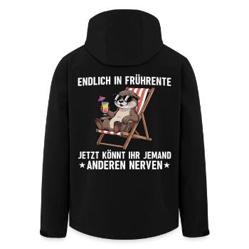 Early retirement colleague - Otter in a deck chair - Men’s Recycled Softshell Jacket by Stanley/Stella - black - Back - AI Model Male 185 light (185cm)