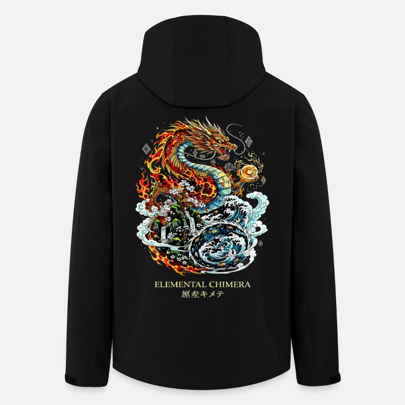 Elemental Chimera | Feuer & Wasser Drache - Recycelte Männer Softshell-Jacke von Stanley/Stella - Schwarz