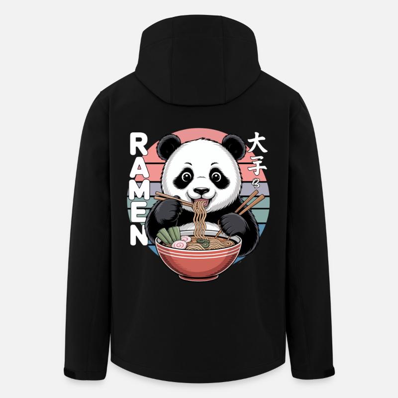 Panda Ramen Napf Retro - Recycelte Männer Softshell-Jacke von Stanley/Stella - Schwarz