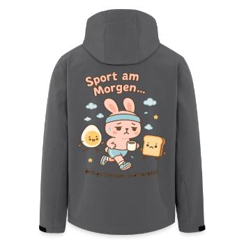 Morgen-Sport Hoppelbunny Cartoon - Recycelte Männer Softshell-Jacke von Stanley/Stella - Schwarz - Hinten - AI Model Male 185 light (185cm)