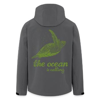 The Ocean Is Calling - Turtle - Men’s Recycled Softshell Jacket by Stanley/Stella - black - Back - AI Model Male 185 light (185cm)