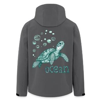 Save the ocean - turtle - Men’s Recycled Softshell Jacket by Stanley/Stella - black - Back - AI Model Male 185 light (185cm)