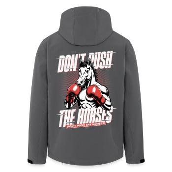 Don't push the horses – Legendärer Boxsport-Spruch - Recycelte Männer Softshell-Jacke von Stanley/Stella - Schwarz - Hinten - AI Model Male 185 light (185cm)