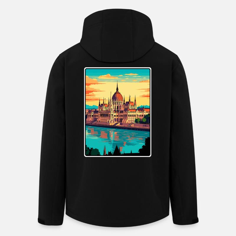Budapest Ungarn Parlament Vintage Reiseposter - Recycelte Männer Softshell-Jacke von Stanley/Stella - Schwarz