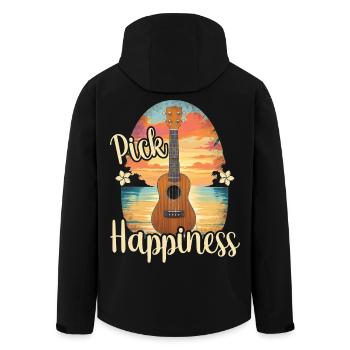 Pick Happiness! Ukulele Sunset - Recycelte Männer Softshell-Jacke von Stanley/Stella - Schwarz - Hinten - AI Model Male 185 light (185cm)