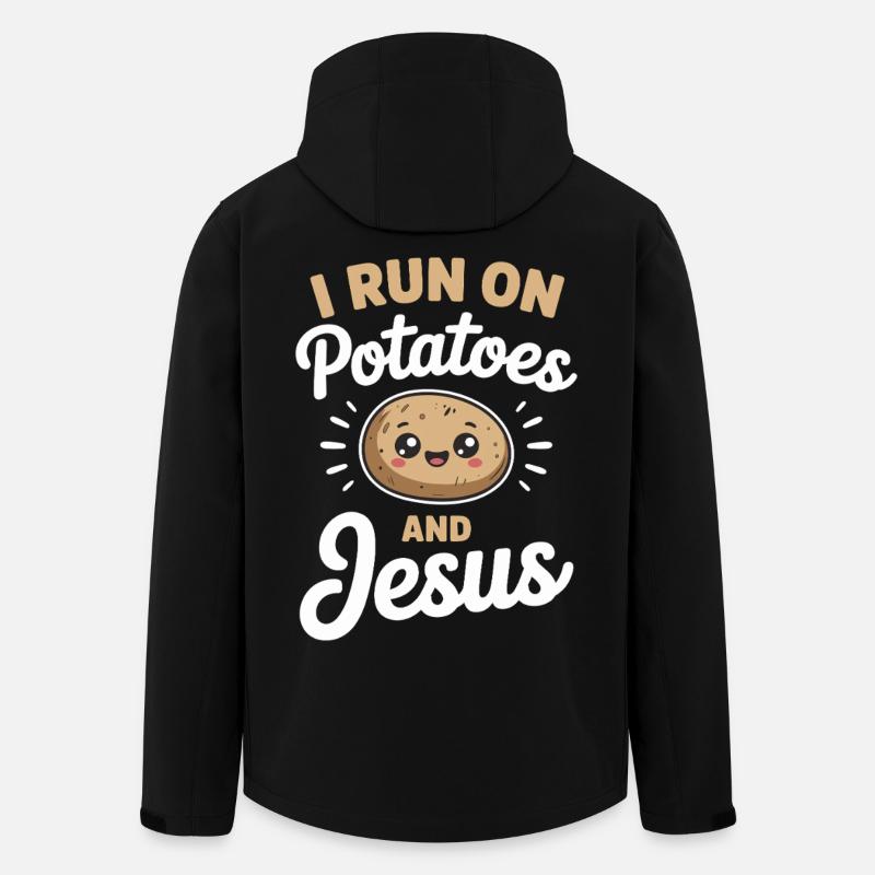 I Run On Potatoes And Jesus - Men’s Recycled Softshell Jacket by Stanley/Stella - black