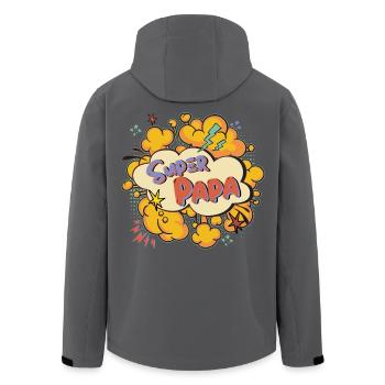 Super Papa Comic Explosion - Recycelte Männer Softshell-Jacke von Stanley/Stella - Schwarz - Hinten - AI Model Male 185 light (185cm)