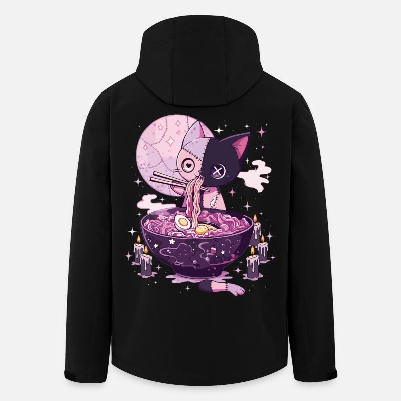Kawaii Goth Pastel Chat Zombie Ramen - Veste softshell homme en polyester recyclé Stanley/Stella - noir