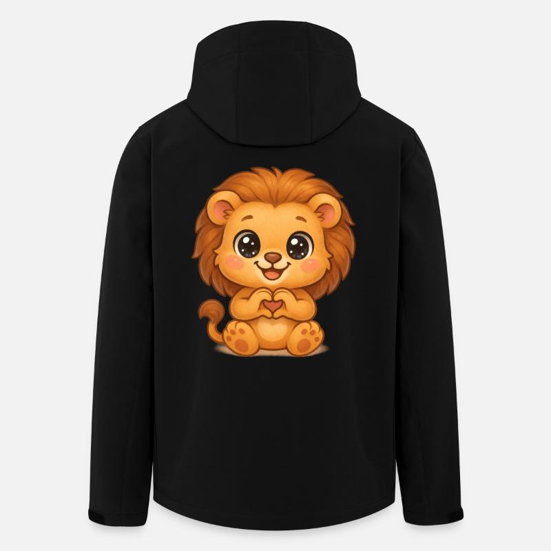Süßer Löwe mit Herzhänden - Recycelte Männer Softshell-Jacke von Stanley/Stella - Schwarz