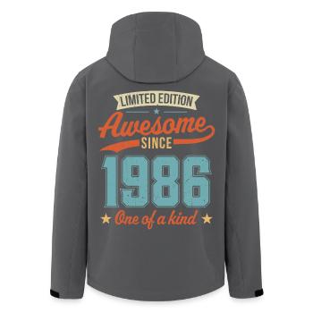 Genial seit 1986 - Recycelte Männer Softshell-Jacke von Stanley/Stella - Schwarz - Hinten - AI Model Male 185 light (185cm)