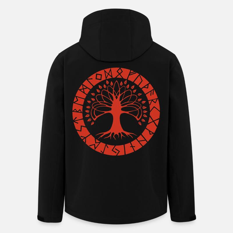 Red Runic Tree - Men’s Recycled Softshell Jacket by Stanley/Stella - black