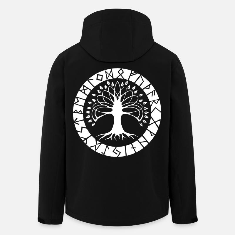 White Runic Tree - Men’s Recycled Softshell Jacket by Stanley/Stella - black