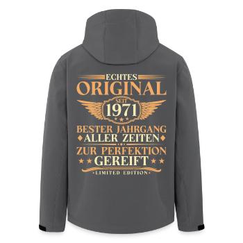 55. Geburtstag Vintage Original 1971 Jahrgang - Recycelte Männer Softshell-Jacke von Stanley/Stella - Schwarz - Hinten - AI Model Male 185 light (185cm)