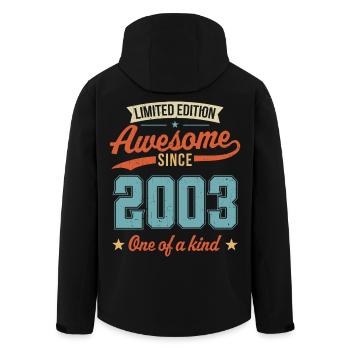Awesome Since 2003 - Men’s Recycled Softshell Jacket by Stanley/Stella - black - Back - AI Model Male 185 light (185cm)