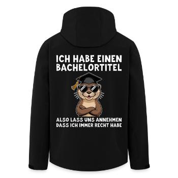 Bachelor's Degree - Funny Otter Bachelor's Degree - Men’s Recycled Softshell Jacket by Stanley/Stella - black - Back - AI Model Male 185 light (185cm)