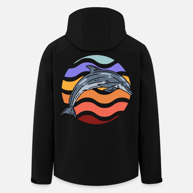 Dolphin in wave pattern - Men’s Recycled Softshell Jacket by Stanley/Stella - black