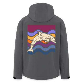 Dauphin sur des vagues colorées - Veste softshell homme en polyester recyclé Stanley/Stella - charbon - Dos - AI Model Male 185 light (185cm)