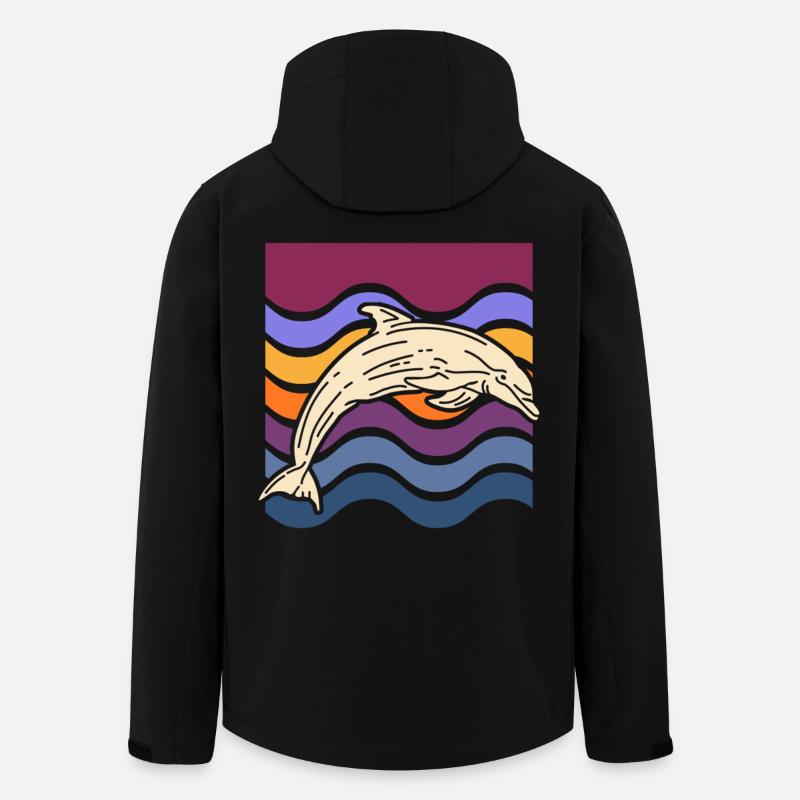 Delfin auf farbigen Wellen - Recycelte Männer Softshell-Jacke von Stanley/Stella - Schwarz
