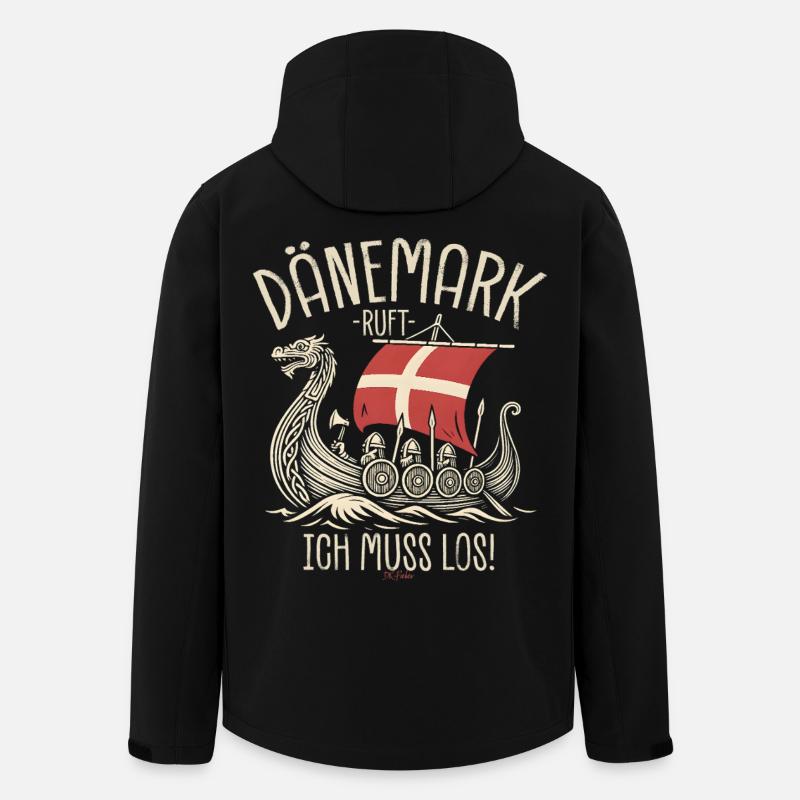 Dänemark ruft ich muss los Spruch - Recycelte Männer Softshell-Jacke von Stanley/Stella - Schwarz