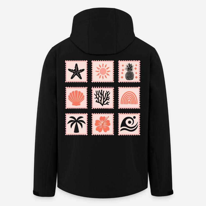 Natur Briefmarken Collage - Recycelte Männer Softshell-Jacke von Stanley/Stella - Schwarz