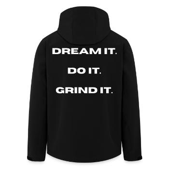 Dream It, Do It, Grind It l LateNightgrind - Men’s Recycled Softshell Jacket by Stanley/Stella - black - Back - AI Model Male 185 light (185cm)