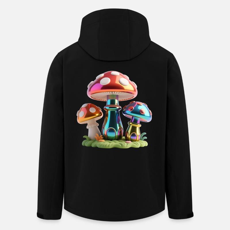 Chrome Mushrooms – Spectacle 3D futuriste - Veste softshell homme en polyester recyclé Stanley/Stella - noir