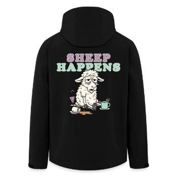 Sheep Happens Pastel Laugh - Men’s Recycled Softshell Jacket by Stanley/Stella - black - Back - AI Model Male 185 light (185cm)