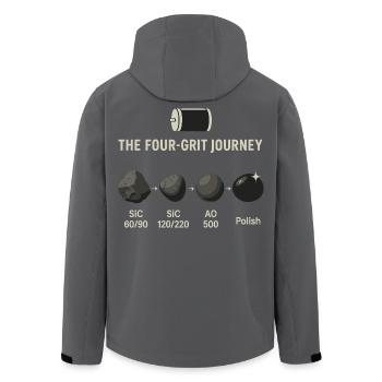 The Four-Grit Journey: Steinpolitur Prozess - Recycelte Männer Softshell-Jacke von Stanley/Stella - Schwarz - Hinten - AI Model Male 185 light (185cm)