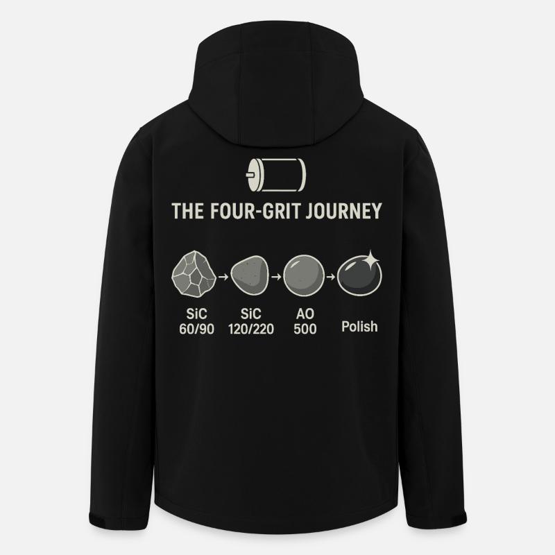 The four-step grinding process - Men’s Recycled Softshell Jacket by Stanley/Stella - black