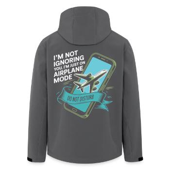 Illustration d’humour en mode avion - Veste softshell homme en polyester recyclé Stanley/Stella - noir - Dos - AI Model Male 185 light (185cm)