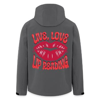Deaf Deaf Hearing Impairment Lip Reading - Men’s Recycled Softshell Jacket by Stanley/Stella - black - Back - AI Model Male 185 light (185cm)