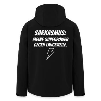 Sarkasmus Superkraft gegen Langeweile - Recycelte Männer Softshell-Jacke von Stanley/Stella - Schwarz - Hinten - AI Model Male 185 light (185cm)