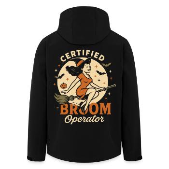Zertifizierter Besenführer Hexe Halloween Kostüm - Recycelte Männer Softshell-Jacke von Stanley/Stella - Schwarz - Hinten - AI Model Male 185 light (185cm)