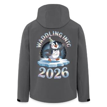 New Year's Eve Shirt 2026 – Cute Penguin in Party Look - Men’s Recycled Softshell Jacket by Stanley/Stella - black - Back - AI Model Male 185 light (185cm)