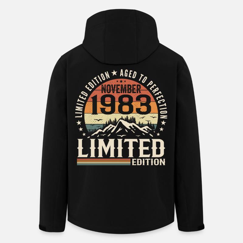 Novembre 1983 Anniversaire Rétro Unique - Veste softshell homme en polyester recyclé Stanley/Stella - noir
