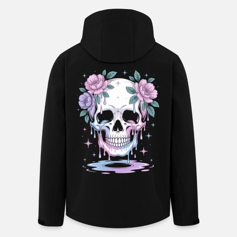 Kawaii Pastel Goth Skull Flowers - Men’s Recycled Softshell Jacket by Stanley/Stella - black