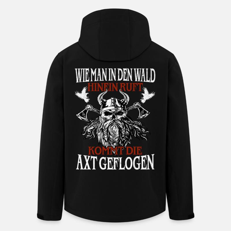 Waldruf und Axt – Viking Spruch - Recycelte Männer Softshell-Jacke von Stanley/Stella - Schwarz