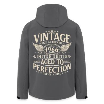 Millésime 1966 Vintage Born Rétro Anniversaire - Veste softshell homme en polyester recyclé Stanley/Stella - charbon - Dos - AI Model Male 185 light (185cm)