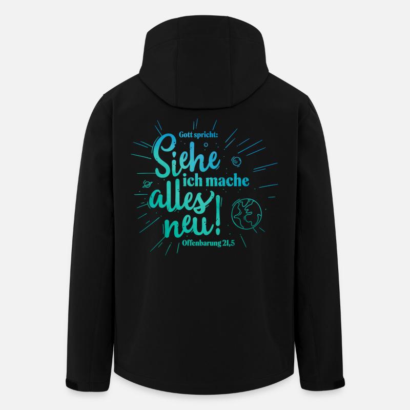 Gott spricht: Alles neu Design - Recycelte Männer Softshell-Jacke von Stanley/Stella - Schwarz