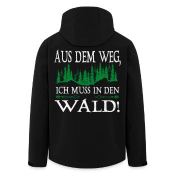 Out of the Way I Have to Go to the Forest Saying - Men’s Recycled Softshell Jacket by Stanley/Stella - black - Back - AI Model Male 185 light (185cm)