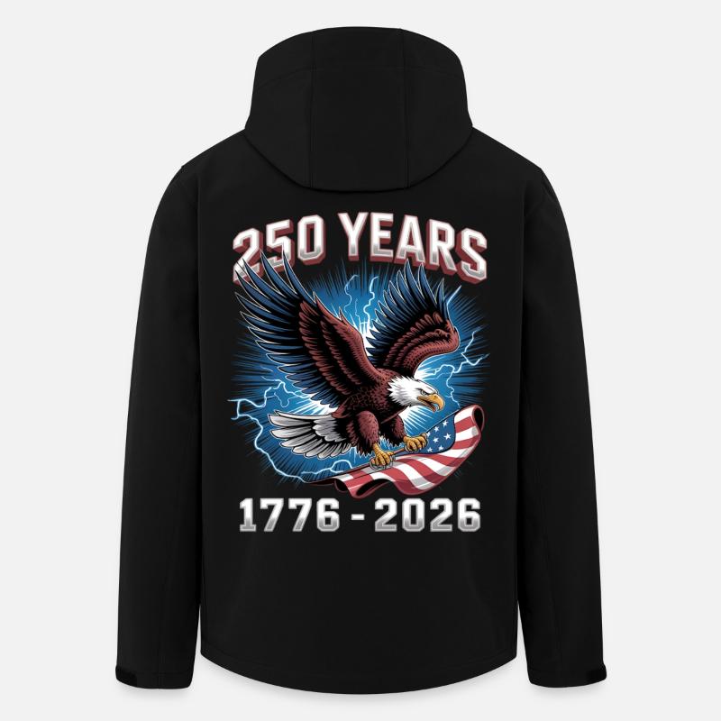 Aigle avec drapeau – 250 ans - Veste softshell homme en polyester recyclé Stanley/Stella - noir