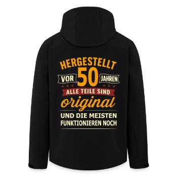 50th Birthday Original Parts 1975 - Men’s Recycled Softshell Jacket by Stanley/Stella - black - Back - AI Model Male 185 light (185cm)
