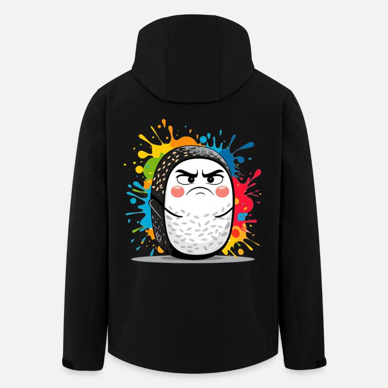 Wütender Sushi Roll mit Farbspritzern - Recycelte Männer Softshell-Jacke von Stanley/Stella - Schwarz