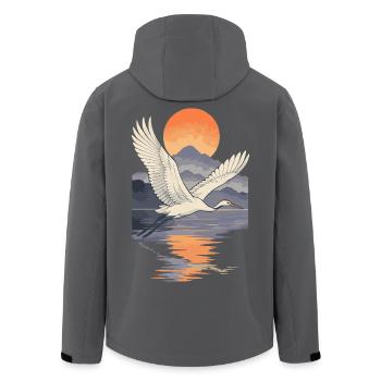 Grue volant au coucher du soleil Réflexion - Veste softshell homme en polyester recyclé Stanley/Stella - noir - Dos - AI Model Male 185 light (185cm)
