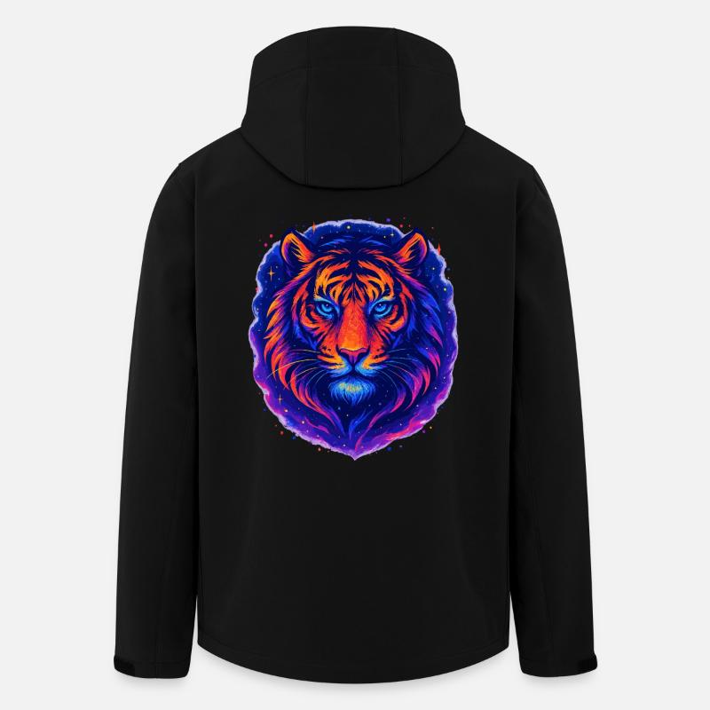 Neon Tiger Kunst Design – Wilder Blick - Men’s Recycled Softshell Jacket by Stanley/Stella - black