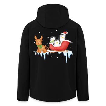 Promenade en traîneau pingouin au pays des merveilles hivernales - Veste softshell homme en polyester recyclé Stanley/Stella - noir - Dos - AI Model Male 185 light (185cm)