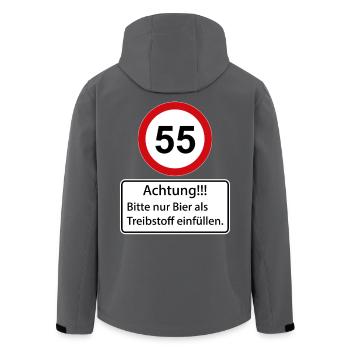 55 Achtung nur Bier als Treibstoff einfüllen - Recycelte Männer Softshell-Jacke von Stanley/Stella - Schwarz - Hinten - AI Model Male 185 light (185cm)