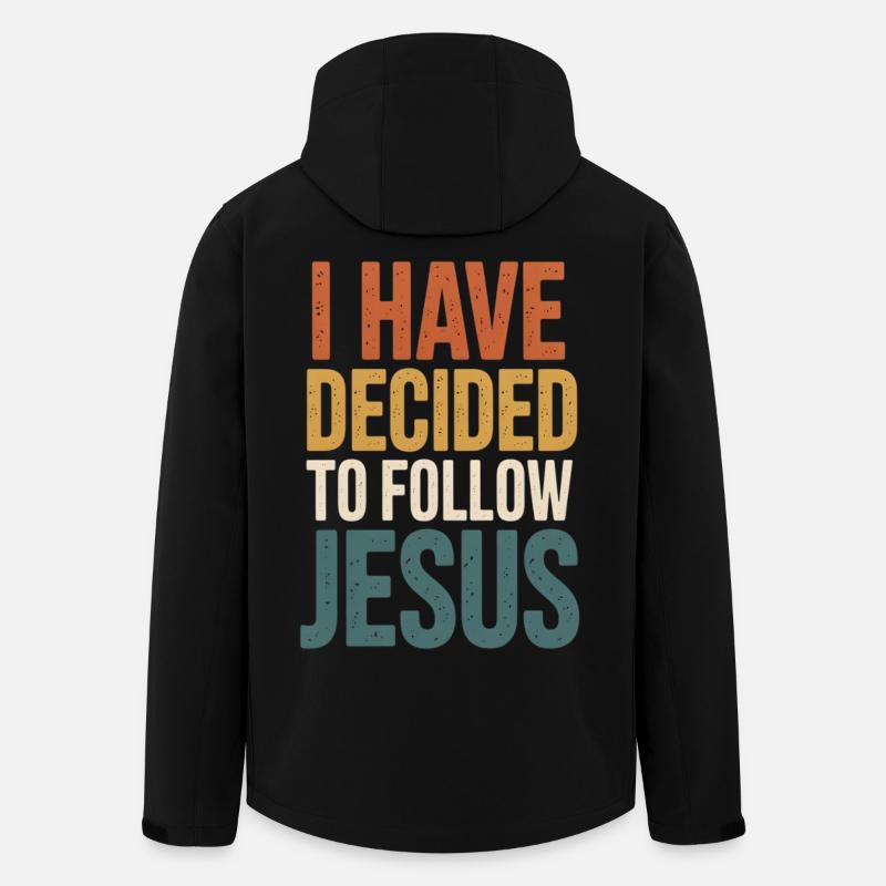 Jag har bestämt mig för att följa Jesus - Softshelljacka herr i återvunnen polyester Stanley/Stella - svart