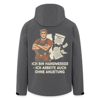 Handwerker Mut Ohne Anleitung - Recycelte Männer Softshell-Jacke von Stanley/Stella - Schwarz - Hinten - AI Model Male 185 light (185cm)